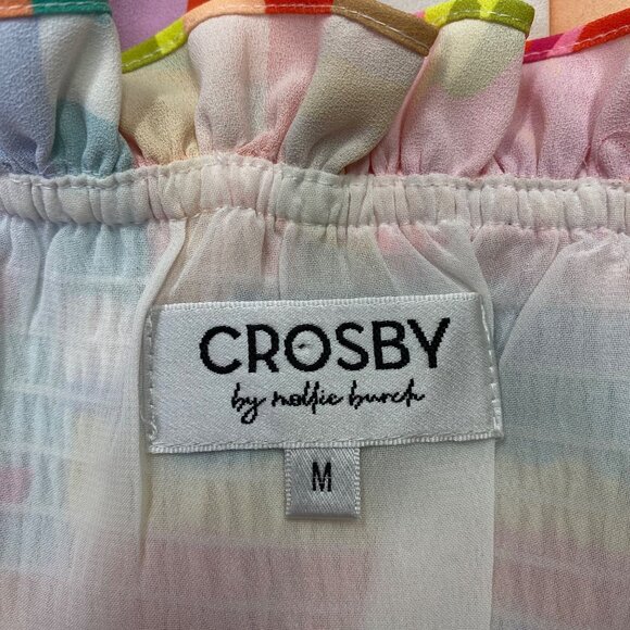 Crosby by Mollie Burch Colorful Smocked Maxi Dress Ruffled Straps & Hem Md - Picture 10 of 10